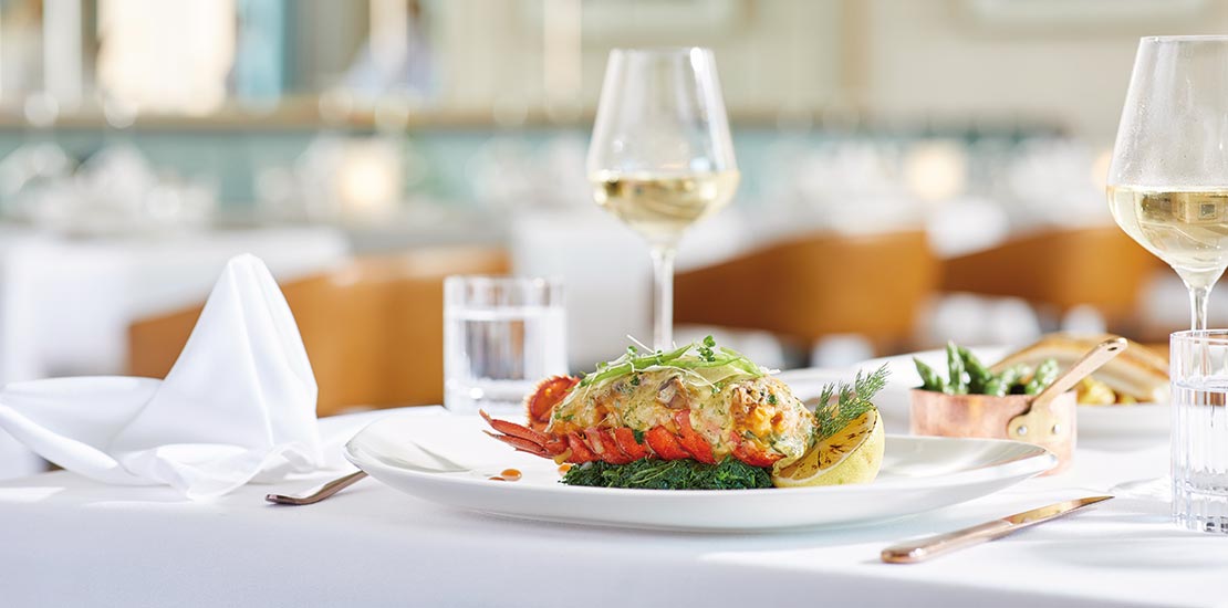 Baked Lobster Thermidor in the Coast to Coast restaurant on Spirit of Discovery